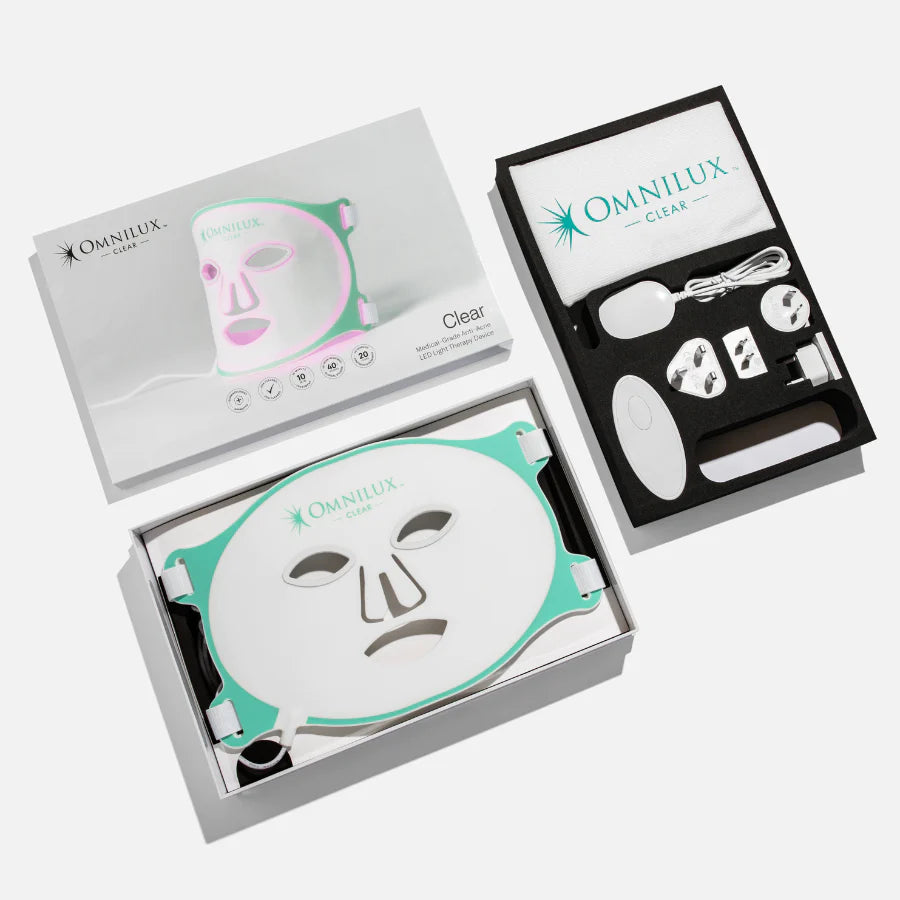 Omnilux Clear Face Mask - Medical Grade LED Light Therapy for Acne